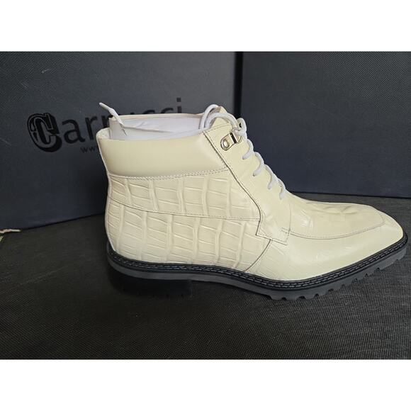 CARRUCCI Men\'s Lace-up Boots Alligator Embossed Bone Size 9D main image 5
